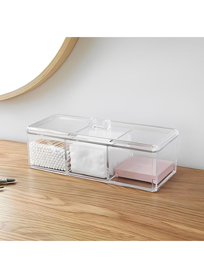 Transparent multi-compartment personal care organiser – storage box for cotton and cotton swabs with a tight-fitting lid - Image 5